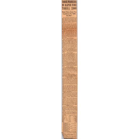 Hubie Peters Two Touchdowns for Little Iron Men 1937 Lancaster Clipping SAI4-2